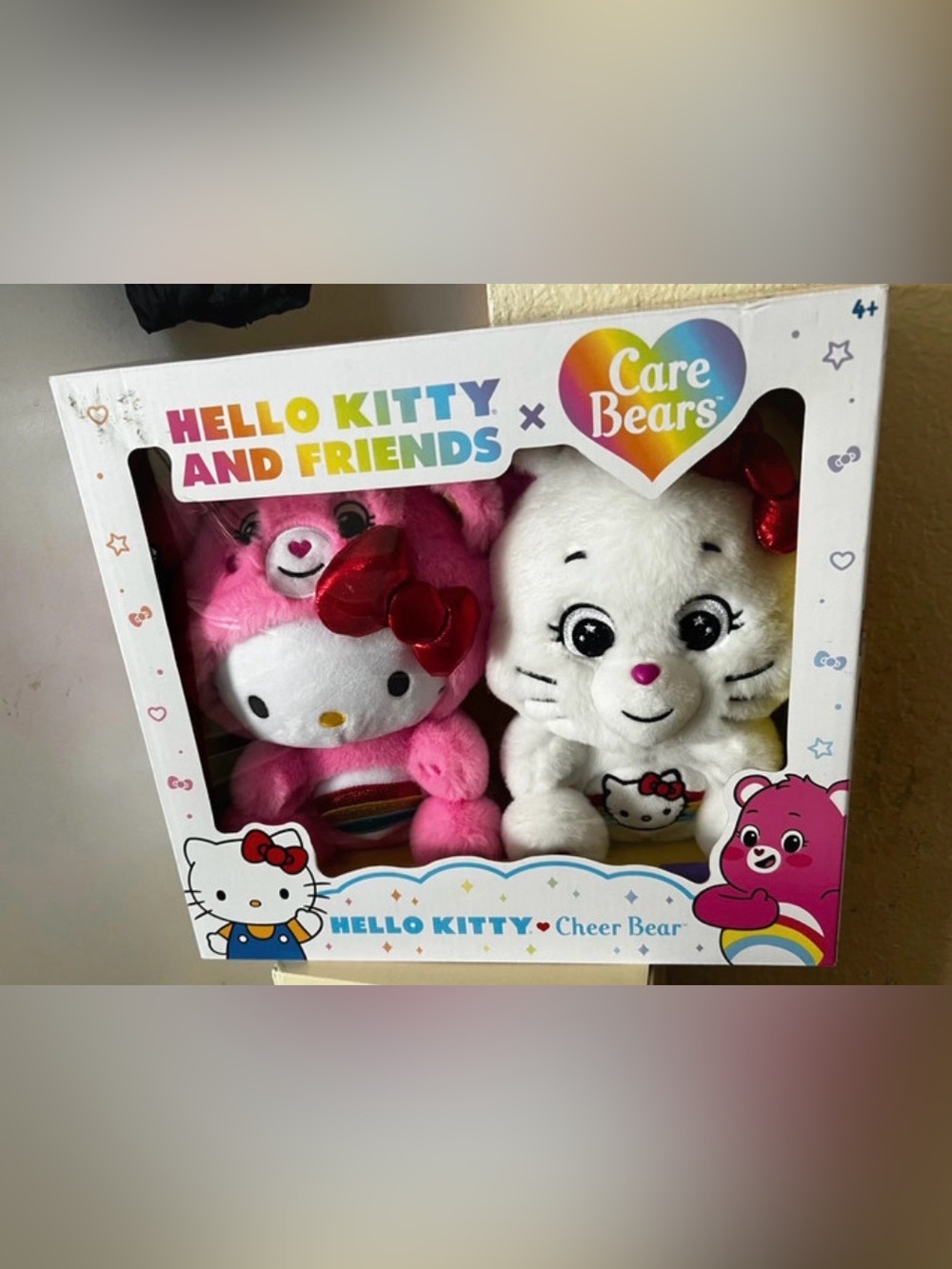 Hello Kitty x Care Bears Plush Duo - Pink & White with Red Bow